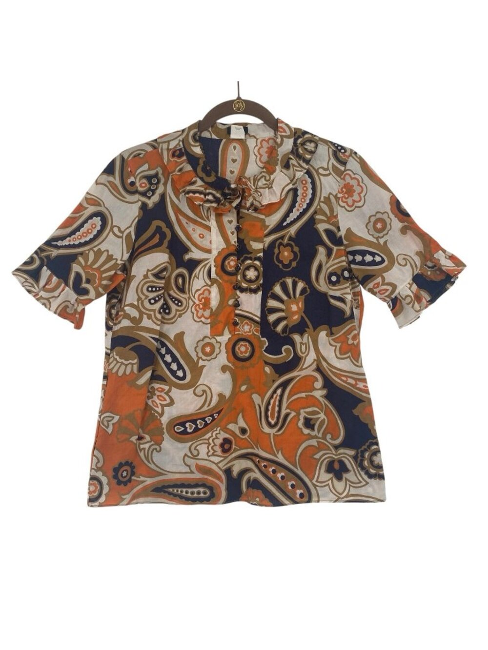 J. Crew Size 8 Coppelle Paisley Alessia Blouse Top V-neck Ruffle Sleeve Y2K